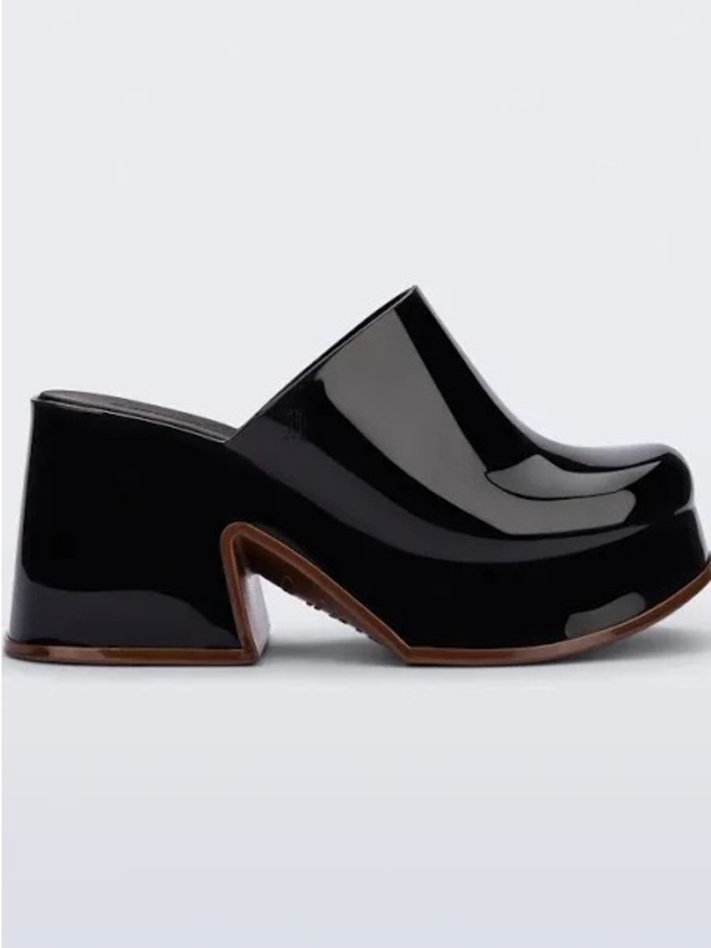 Melissa Black Patent Platform Clog Mule